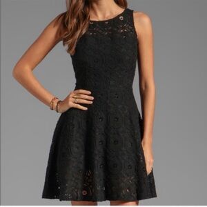 Anthropologie BB Dakota Renley Mini Dress Lace Fit & Flare Black Lace Size 10